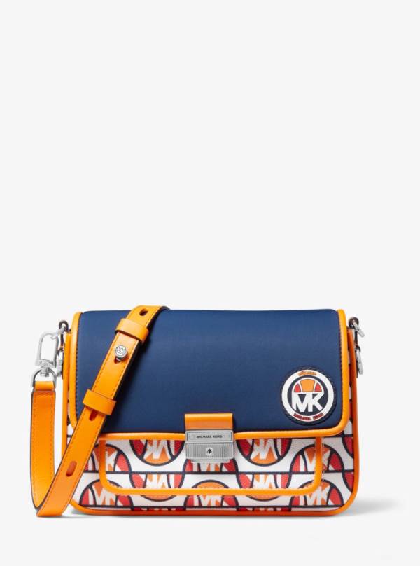 Damske Spojková Taška Michael Kors MMK X ellesse Bradshaw Printed Canvas and Scuba Námornícka Modrá Viacfarebný - Kabelky Michael Kors Sleva | LDFXT-9634